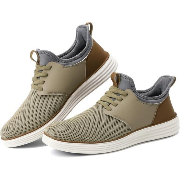 ⚡VILOCY Men's Khaki Fashion Dress Oxfords Business Mesh Breathable Sneakers - Picture 8 of 9